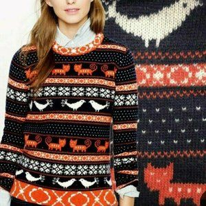 J. Crew Whimsical Cat & Bird Sweater